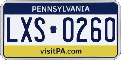 PA license plate LXS0260