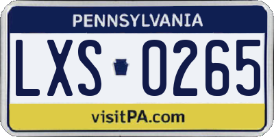 PA license plate LXS0265