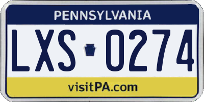 PA license plate LXS0274