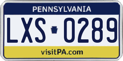 PA license plate LXS0289