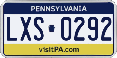 PA license plate LXS0292
