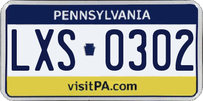 PA license plate LXS0302
