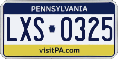 PA license plate LXS0325