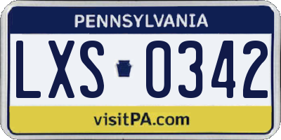 PA license plate LXS0342