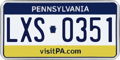 PA license plate LXS0351
