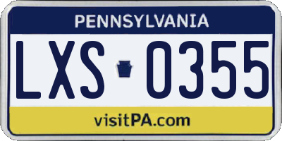 PA license plate LXS0355