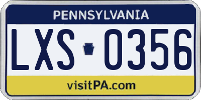 PA license plate LXS0356