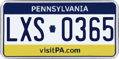 PA license plate LXS0365