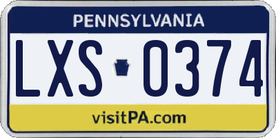 PA license plate LXS0374