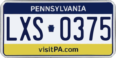 PA license plate LXS0375