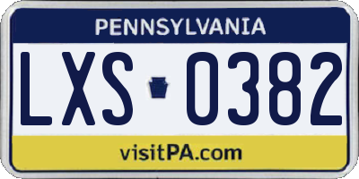 PA license plate LXS0382