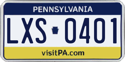 PA license plate LXS0401