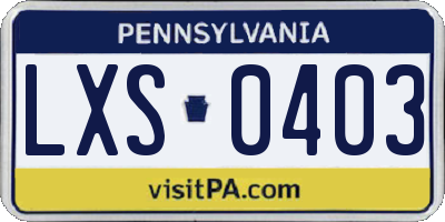 PA license plate LXS0403