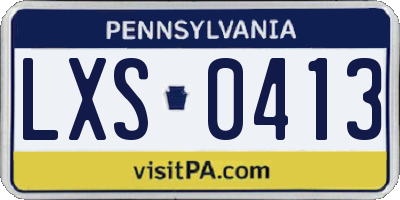 PA license plate LXS0413