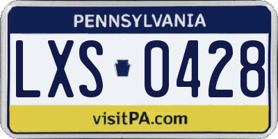 PA license plate LXS0428