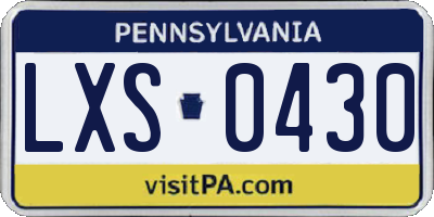 PA license plate LXS0430