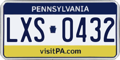 PA license plate LXS0432