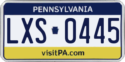PA license plate LXS0445