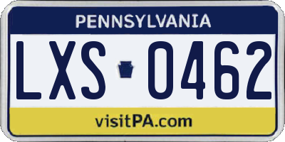 PA license plate LXS0462