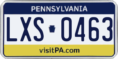 PA license plate LXS0463