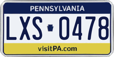 PA license plate LXS0478