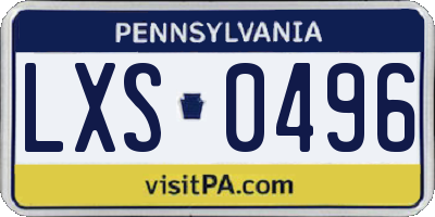 PA license plate LXS0496