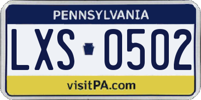 PA license plate LXS0502