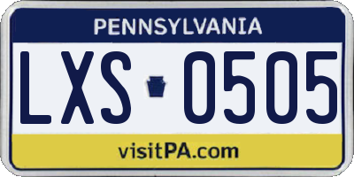 PA license plate LXS0505