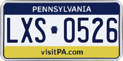 PA license plate LXS0526