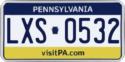 PA license plate LXS0532
