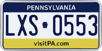 PA license plate LXS0553