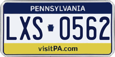 PA license plate LXS0562