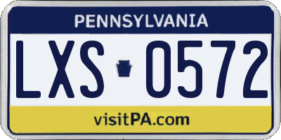 PA license plate LXS0572