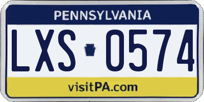 PA license plate LXS0574