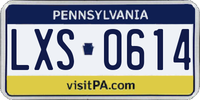 PA license plate LXS0614