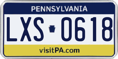 PA license plate LXS0618