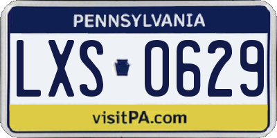 PA license plate LXS0629