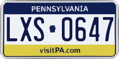 PA license plate LXS0647