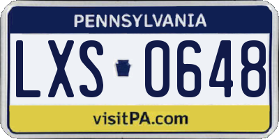 PA license plate LXS0648