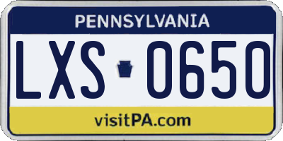PA license plate LXS0650