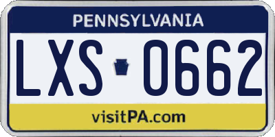 PA license plate LXS0662