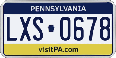 PA license plate LXS0678