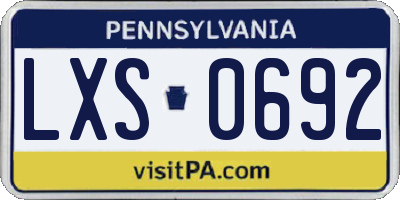 PA license plate LXS0692
