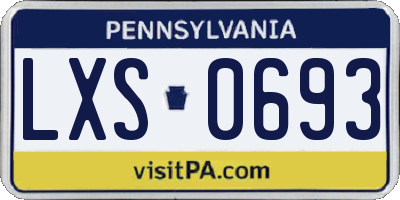 PA license plate LXS0693