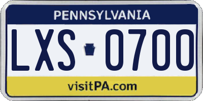 PA license plate LXS0700