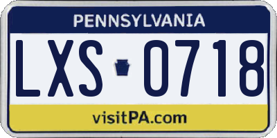 PA license plate LXS0718