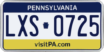 PA license plate LXS0725
