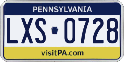 PA license plate LXS0728