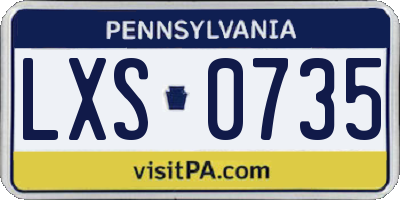 PA license plate LXS0735