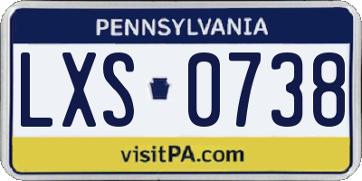 PA license plate LXS0738